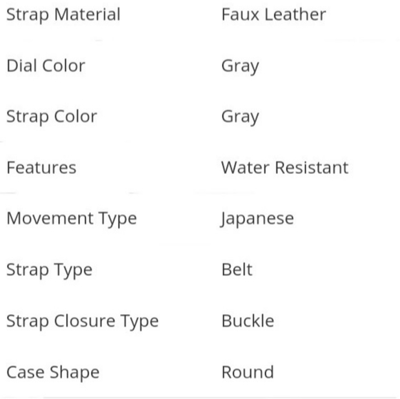 Faux Leather Water Resistant watch Gray - Picture 12 of 12